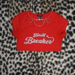 Heartbreaker Red women’s crop top graphic tee